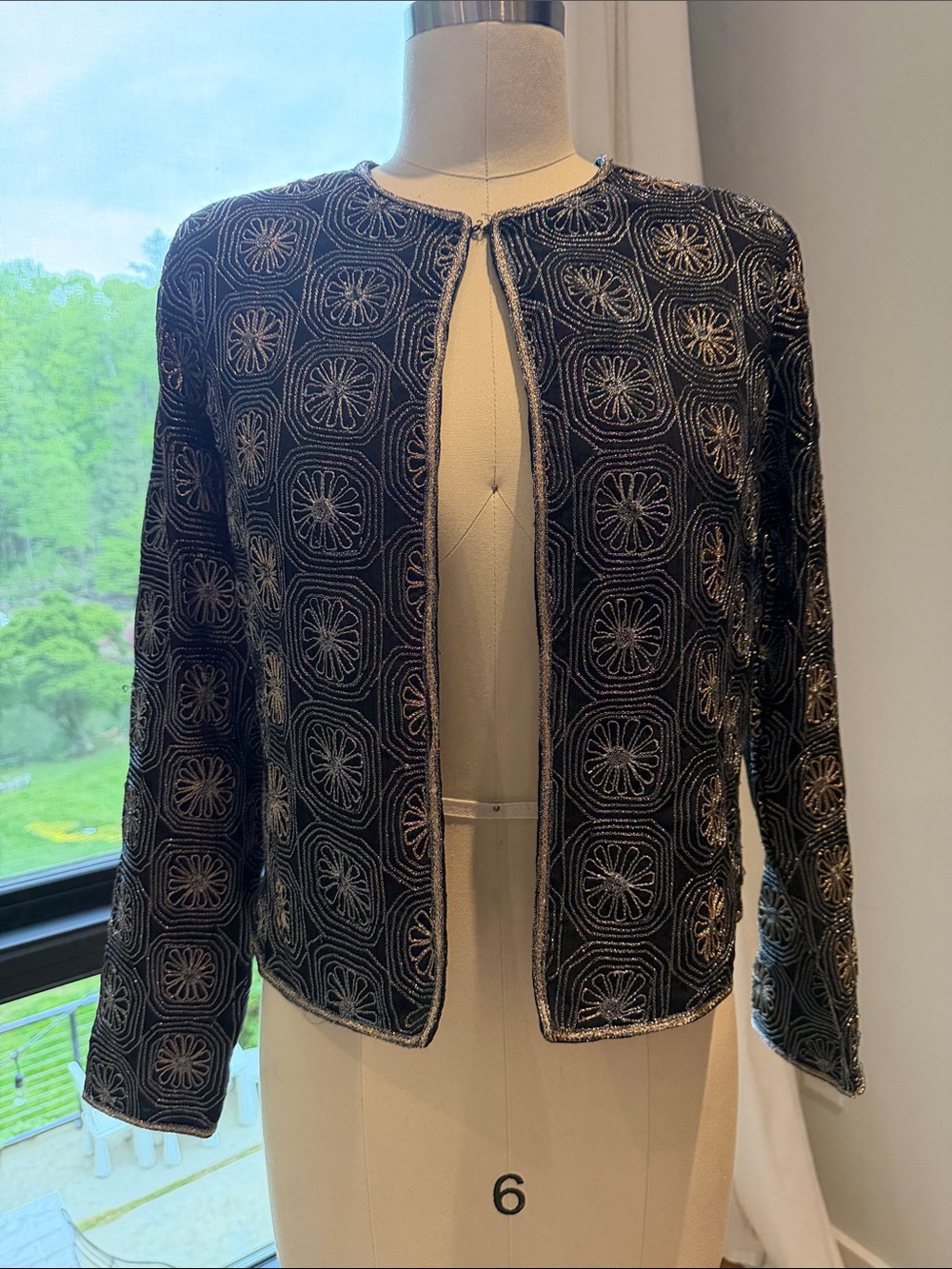 Topshop Black Embroidered Open-Front Jacket
